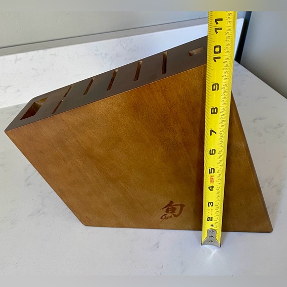 Shun Modern Slim Asymmetrical Walnut 8 Slot Wooden Kitchen Chef Knife Block Only - Picture 14 of 14